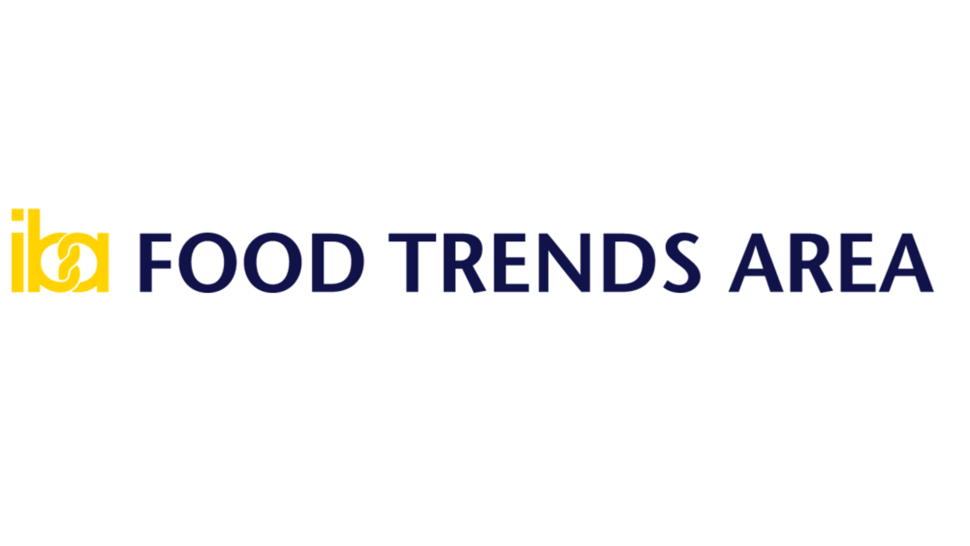 Logo mit den gelben Buchstaben iba auf der linken Seite, gefolgt von den Worten FOOD TRENDS AREA in fetter, dunkelblauer Schrift auf weißem Hintergrund.