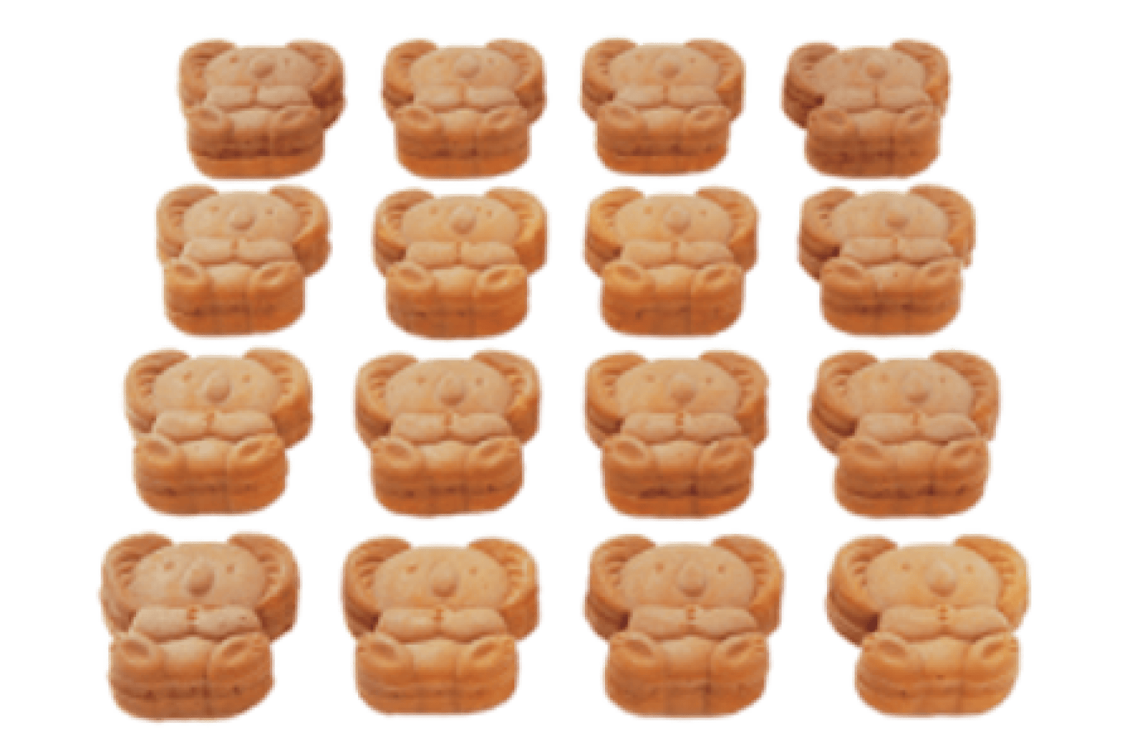 Fifteen koala-shaped cookies arranged in a grid pattern on a white background.